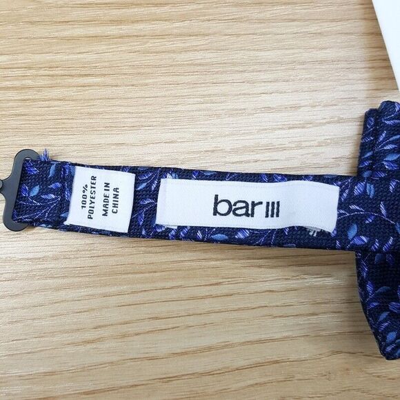 BAR III Mens Blue Floral Bow Tie - Picture 2 of 3